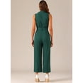 thumbnail image 4 of DARING DIVA Women's Wide Leg Sleeveless Collared Tie Waist Jumpsuit S Peacock Blue, 4 of 6