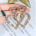 thumbnail image 2 of Pendientes de moda exagerados con diamantes S925 de plata con aguja de doble amor, temperamento versátil, pendientes largos con forma de corazón, 2 of 2