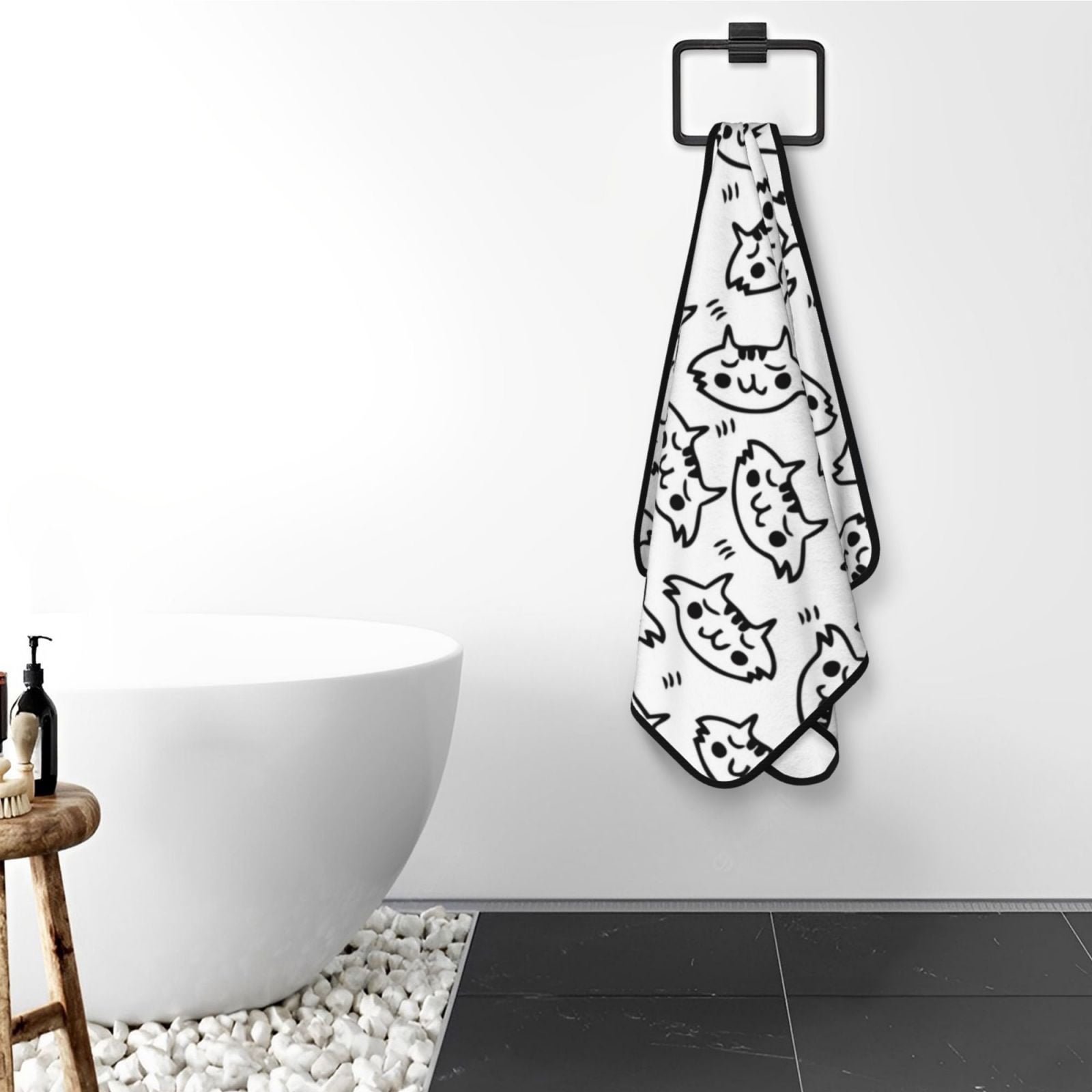Cotton Bath Towels for Bathroom - Classic Line Cat Face Microfiber Quick Dry Towels for Body Bath Sheets, Personalized Beach Towel, Soft Shower Towels for Travel Home Beach 27*55in
