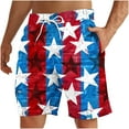 thumbnail image 2 of cllios 4th of July Mens Swim Trunks American Flag Board Shorts Quick Dry Bathing Suits Swimwear Patriotic Red White and Blue Printed Beach Shorts with Pockets, 2 of 4