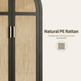 thumbnail image 5 of Armoire Wardrobe Closet with Drawers, Wood Bedroom Armoires and Wardrobes with Rattan Doors for Hanging Clothes, Arched Clothing Cabinet,Black, 5 of 10
