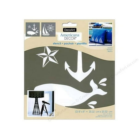 UPC: 0766218094049 | Americana Decor Stencil Nautical 8 in x 8 in 2 pieces
