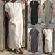 thumbnail image 2 of Deep V-neck Men Robe Short Loose Robe Traditional Clothing Zekai VCNMR, 2 of 4