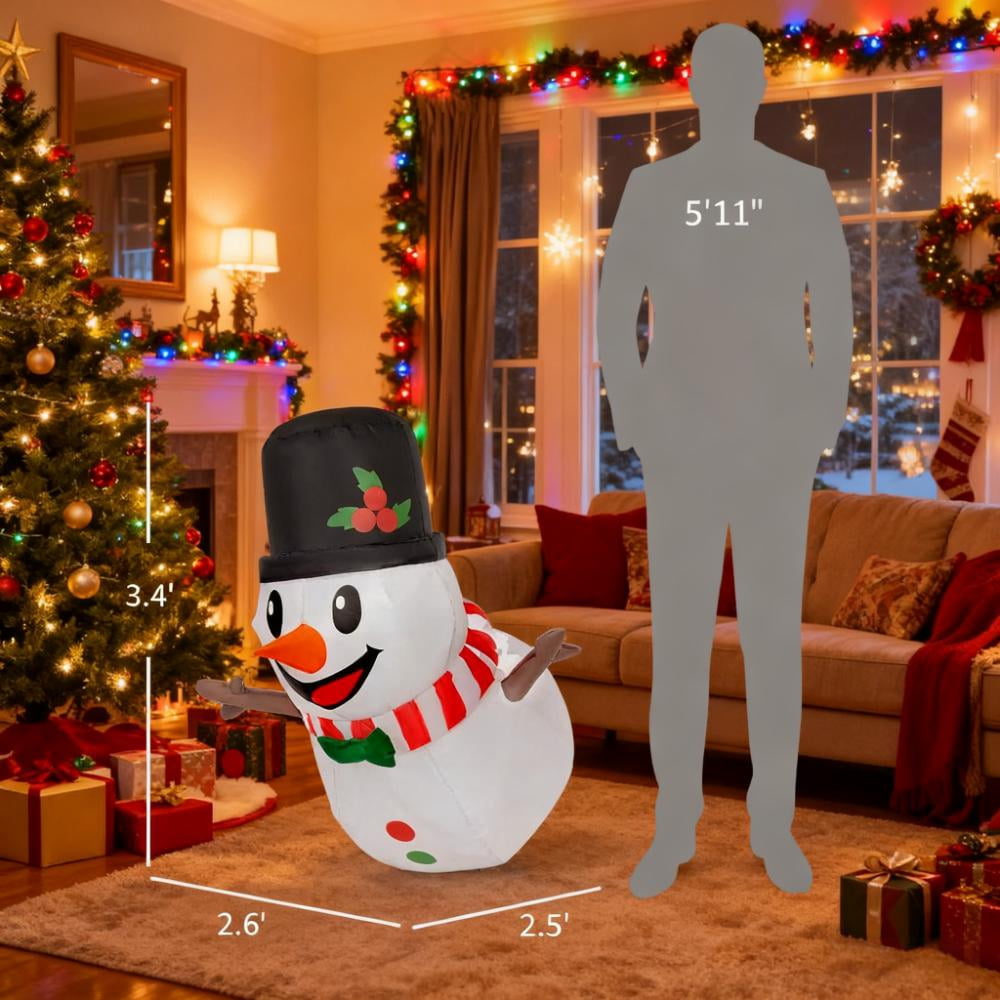 Hanging Snowman Christmas Inflatable with LED Lights IP44 Waterproof Polyester Cloth Indoor Outdoor Yard Decoration