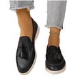 thumbnail image 6 of Womens Platform Loafers Slip On Tassel Decor Black PU Faux Leather Water-Resistant Comfortable Cushioned Casual Office Work Shoes,Size 7.5, 6 of 9
