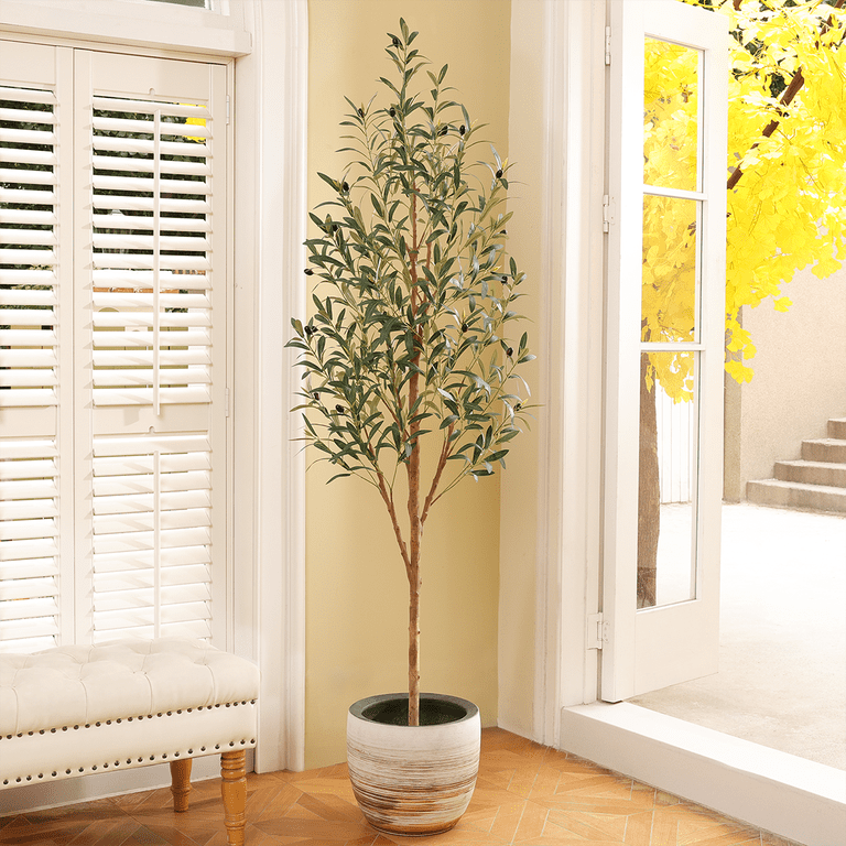 DR.Planzen 6ft Artificial Olive Tree with Natural Wood Trunk photo 6