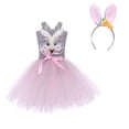 thumbnail image 2 of Easter Dress,Cartoon Bunny Tutu Girls Dress Set with Hairband, Easter Party Performance Outfit for Girls,Stage Show Dress for Kids(Purple,10-12 Years), 2 of 7