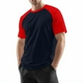 thumbnail image 3 of Nestiefly Raglan Sleeve T Shirts for Men Short Sleeve Crewneck Slim Fit Gym Pullover Basic Plus Size Western Shirts Red 3XL, 3 of 6