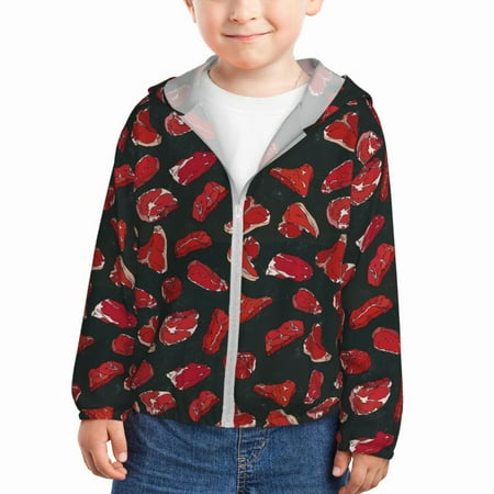 

Lukts Beef3 Print Children s Long-Sleeved Sun Protection Clothing Hooded Sweatshirts for Boys and Girls Outdoor Sports-5 Years