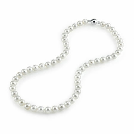- THE PEARL SOURCE 7-8mm AAAA Quality White Freshwater Cultured Pearl Necklace for Women with Magnetic clasp in 36