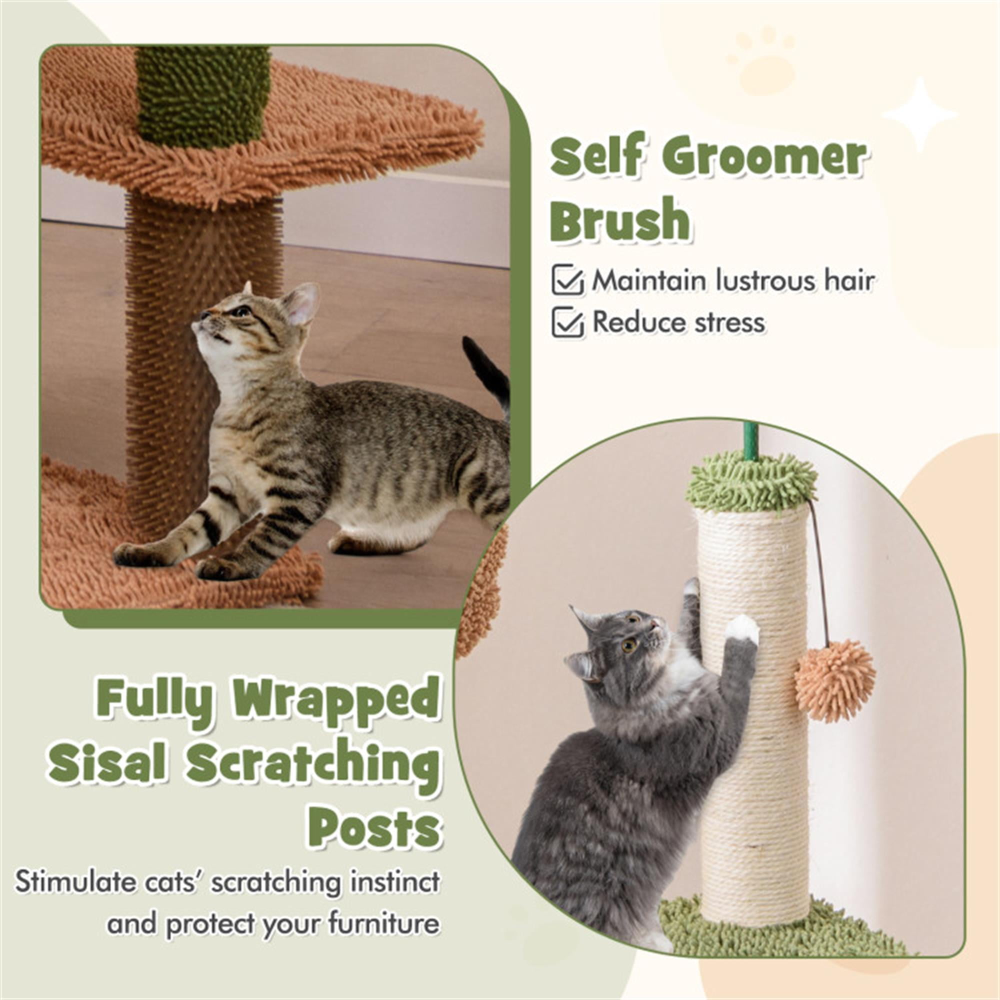 Pefilos 60" Cactus Cat Tree Tower for Indoor Cats, Multi-Level Cat Condo, Cat Tree House with Sisal Scratching Posts, Hammock and Perch, Green Pefilos 60" Cactus Cat Tree Tower for Indoor Cats, Multi-Level Cat Condo, Cat Tree House with Sisal Scratching Posts, Hammock and Perch, Green