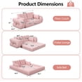thumbnail image 4 of QuzyAor 78.7" 3-in-1 Convertible Sofa Bed, Teddy Fabric Foldable Sleeper, Modern Loveseat Lazy Sofa, No Assembly Required for Living Room Apartment, Pink, 4 of 11