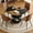 Black&Wood Table+4 Brown Chairs(Style 3), variant on ExtraLco 7 Piece Round Dining Table Set for 6, 47.3" Wood Kitchen Table with 2-Tier Storage Shelf and 6 Brown Tech Fabric Chairs, Modern Dining Room Set for Apartment Breakfast Nook