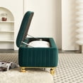 thumbnail image 4 of Cterwk Velvet Fabric Storage Ottoman with Safety Hinge, Upholstered Storage Bench Footstool for Living Room, Bedroom, Green, 4 of 11