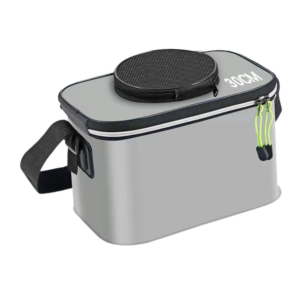 Cubo de pesca portátil Cubo de peces vivos Plegable Ligero Almacenamiento conveniente Gris