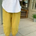 thumbnail image 6 of NAISIBABY Girls Causal Pants, Solid Elastic Waist Sweet Loose Kids Trousers Yellow 5-6T, 6 of 8