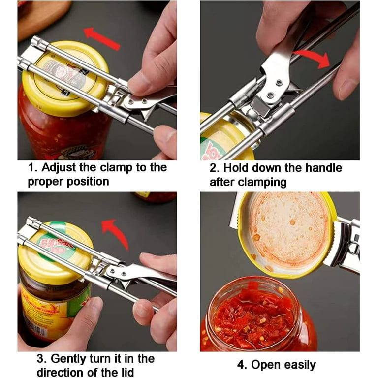 Jar Opener for Weak Hands - Wodine Adjustable Stainless Steel Bottle Opener  - Jar Opener for Seniors with Arthritis - Cap Opener Jar Lid Opener with
