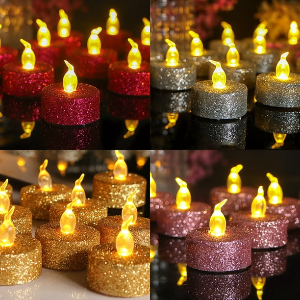 Velas electrónicas LED para decoración navideña, té, cera y polvo para fiestas de cumpleaños creativas