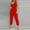 3-Red, variant on Jumpsuits for Women Summer Sleeveless Cold Shoulder Cami Overall Square Neck Band Collar Solid Onesie One Piece Outfits Casual Loose Baggy Long Pants Wide Leg Linen Summer Romper Calf Length