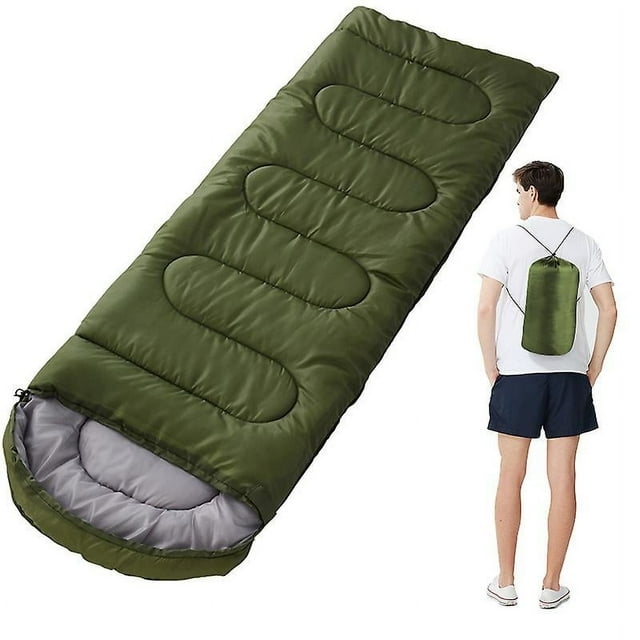 Sac de Couchage Compact Sac de Couchage Double Attachable Sac de Couchage pour Adulte pour Enfants Froid Extrême Camping Randonnée Vert Armée