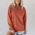thumbnail image 2 of Fiaer Women Pullover Sweatshirts Long Sleeve Crew Neck Solid No Hooded Hoodies Loose Fit Casual Trendy Warm Tops Brick Red XXL, 2 of 5