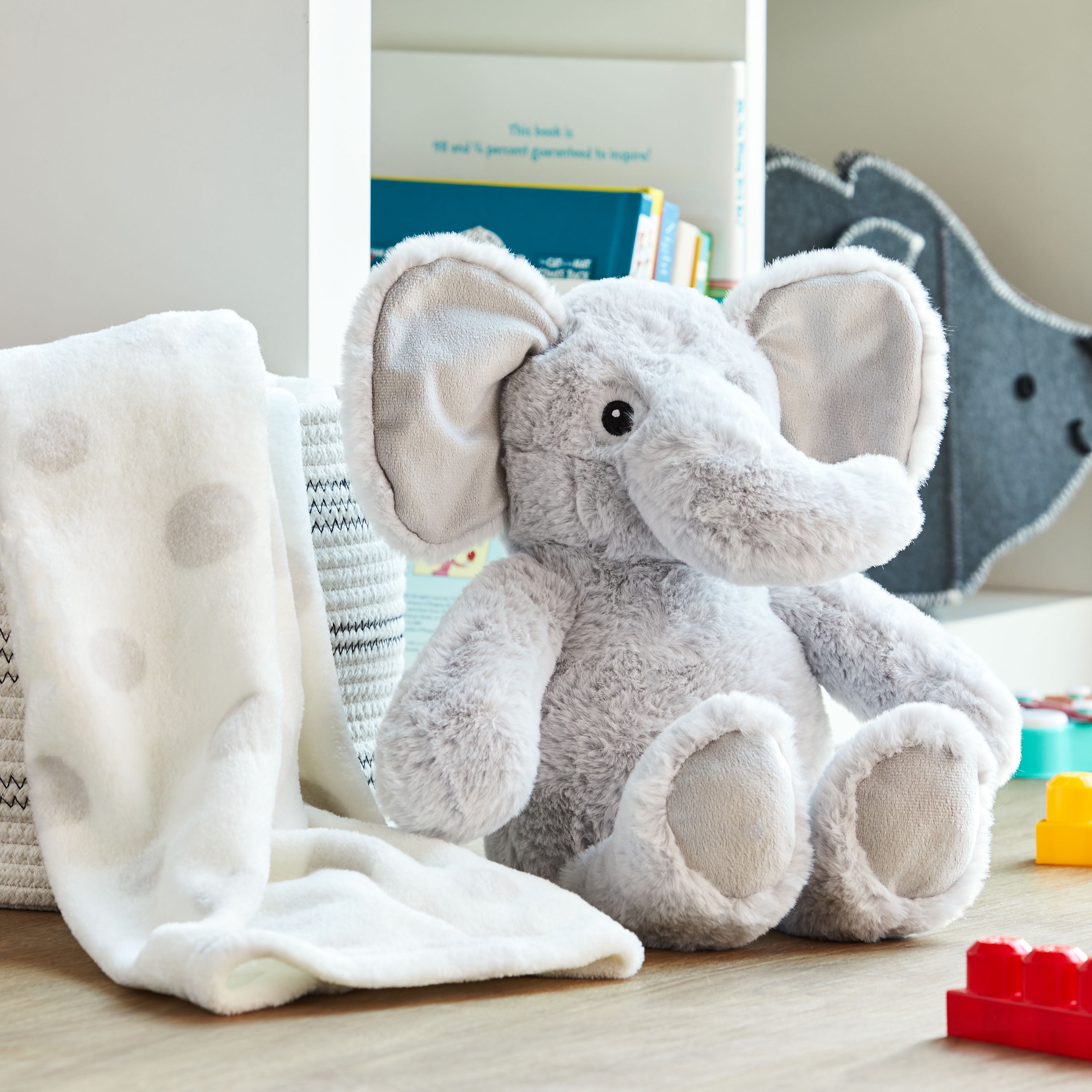 Parent's Choice Baby & Toddler White & Gray Dots Blanket and Plush Elephant Toy Set for Baby, Unisex