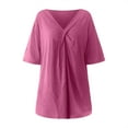 thumbnail image 4 of PVCS T-shirt Long Uni à Manches Courtes Col en V pour Femmes, Mode, Hauts pour Dames, 4 of 6