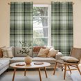 thumbnail image 4 of Sage Green Buffalo Plaid Kitchen Curtain for Berdoom Living Room Cafe 72 Inch Length, Farmhouse Modern Striped Tiers Curtains Light Filtering Drapes Rod Pocket Window Treatment 2 Panels 52"Wx72"L, 4 of 9