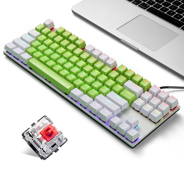 iBlancod K87 87 Teclas Teclado mecánico con cable Panel de metal Dos colores