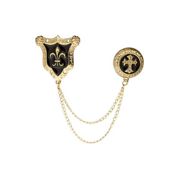 Knighthood Scout Logo Shield with Hanging Tassel Lapel Pin Badge Coat Suit Jacket Wedding Gift Party Shirt Collar Accessories Brooch