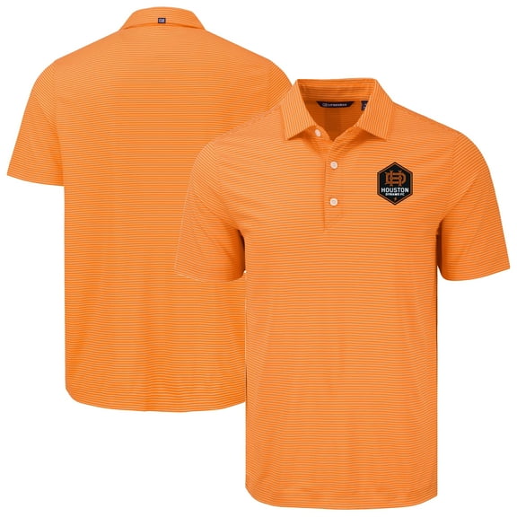 Men's Cutter & Buck Orange Houston Dynamo FC Forge Eco Fine Line Stripe Stretch Recycled Polo