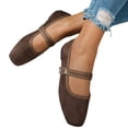 thumbnail image 2 of IEMIEMIEM Womens Mary Jane Flats with Strap Slip on Faux Suede Flats Shoes Comfortable Flats Shoes Non Slip Women Dressy Shoes Coffee 10 Wide, 2 of 9