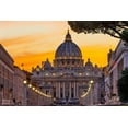 thumbnail image 2 of Perry, William 24x17 White Modern Wood Framed Museum Art Print Titled - Orange sunset illuminated street lights-Via Della Conciliazione-Saint Peters Basilica-Vatican, 2 of 4