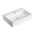 thumbnail image 2 of 24 in. Rectangle White Finish Ceramic Vessel Bathroom Vanity Sink with Overflow, 2 of 12