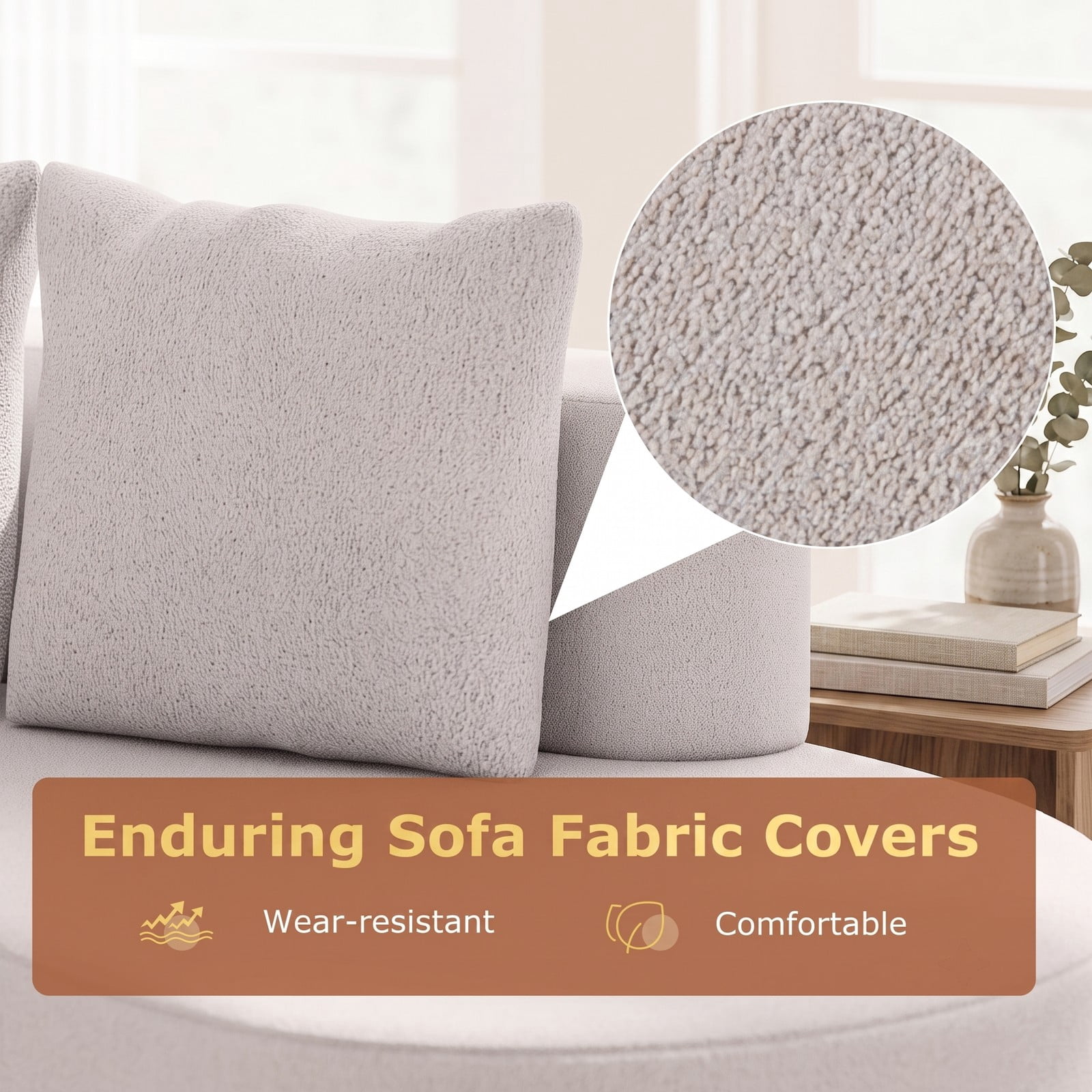 Furnibear Upholstered Curved Sofa for 3, Modern Polyester Fabric Loveseat Couch with 2 Cozy Throw Pillows, Low Backrest, Non-Slip Bottom, 440 lbs Capacity for, Gray
