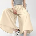 thumbnail image 4 of HAiming Womens Palazzo Pants Dressy Casual Wide Leg Elastic Waist Capris Open Bottom Pants with Pockets Solid Color, 4 of 7