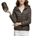 thumbnail image 2 of hoksml Women's Hooded Lightweight Quilted Puffer Jacket Winter Solid Color Long Sleeved Casual Zipper Coat with Pocket, 2 of 8