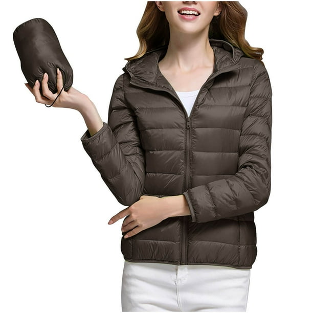Parkas de manga larga para mujer, color liso, manga larga, cremallera, bolsillo, chaqueta ligera de algodón, blusa para mujer