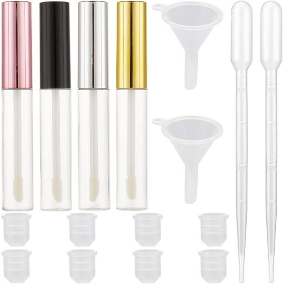 8PCS 10ml Empty Lip Gloss Tubes with Wand Tip Refillable Lipgloss Balm Bottle Clear Plastic Cosmetic Gloss Container Lipstick Bottle with Droppers Funnel for Travel DIY Lip Samples