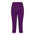 thumbnail image 5 of Sakmal Womens Pants Cropped Purple Lace Workout Yoga High Waisted Girls Trousers, 5 of 6