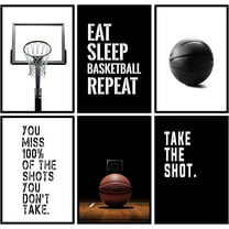 Basketball print set of 6 for boys, basketball printable poster with inspirational quotes, Teen room decor art prints (8x12x6 Unframed)