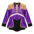 thumbnail image 5 of TiaoBug Kids Girls Circus Ringmaster Cosplay Jumpsuit Sequins Tassel Lion Tamer Stage Performance Costume Purple 8, 5 of 7