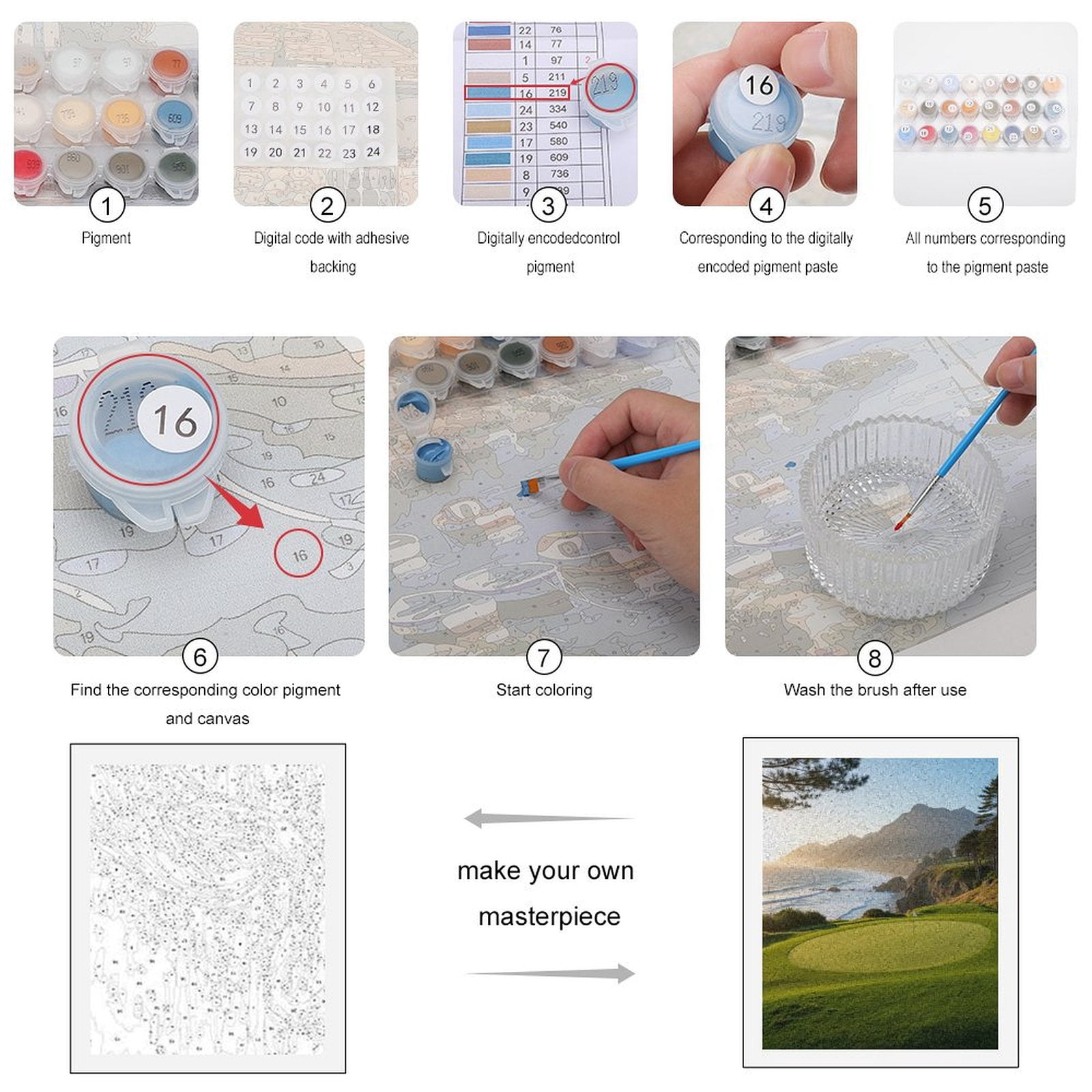 Paint By Numbers Kit for Adults Beginner - DIY Sunset Coastal Golf Course Beauty Canvas Painting Kits for Adults, Frameless Paint By Number for Adults for Home Wall Decor 16x20 Inch