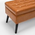 thumbnail image 5 of Modern Faux Leather End of Bed Bench Tufted Storage Ottoman With Solid Wood Legs, 5 of 11