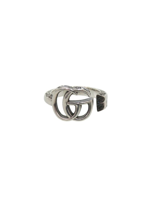 Pre-Owned Gucci Arabesque Double G Sterling Silver 925 Ring (0333GUCCI)
