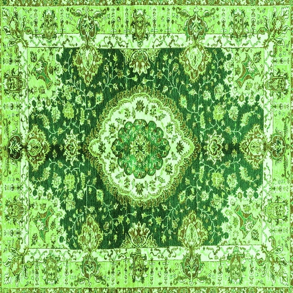 Ahgly Company Indoor Square Abstract Green Modern Area Rugs, 3' Square