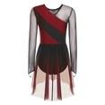 thumbnail image 5 of Mufeng Figure Skating Dress for Women Long Sleeve Mesh Rhinestone Gymnastics Competition Leotard Burgundy XXL, 5 of 9