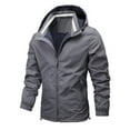 thumbnail image 3 of tklpehg Mens Jackets Windproof Outdoor Breathable Zipper Hooded Jacket Fall Winter Warm Coats Casual Solid Color Long Sleeve Fashion Outerwear (Gray,XS), 3 of 7