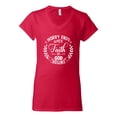 thumbnail image 2 of Wild Bobby Worry Ends When Faith In God Begins Inspirational/Christian Women Standard V-Neck Tee, Red, Medium, 2 of 5