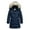 Navy, variant on KVE Girl's Winter Thicken Puffer Long Coat Warm Jacket with Fur Removable Hood Grey 8